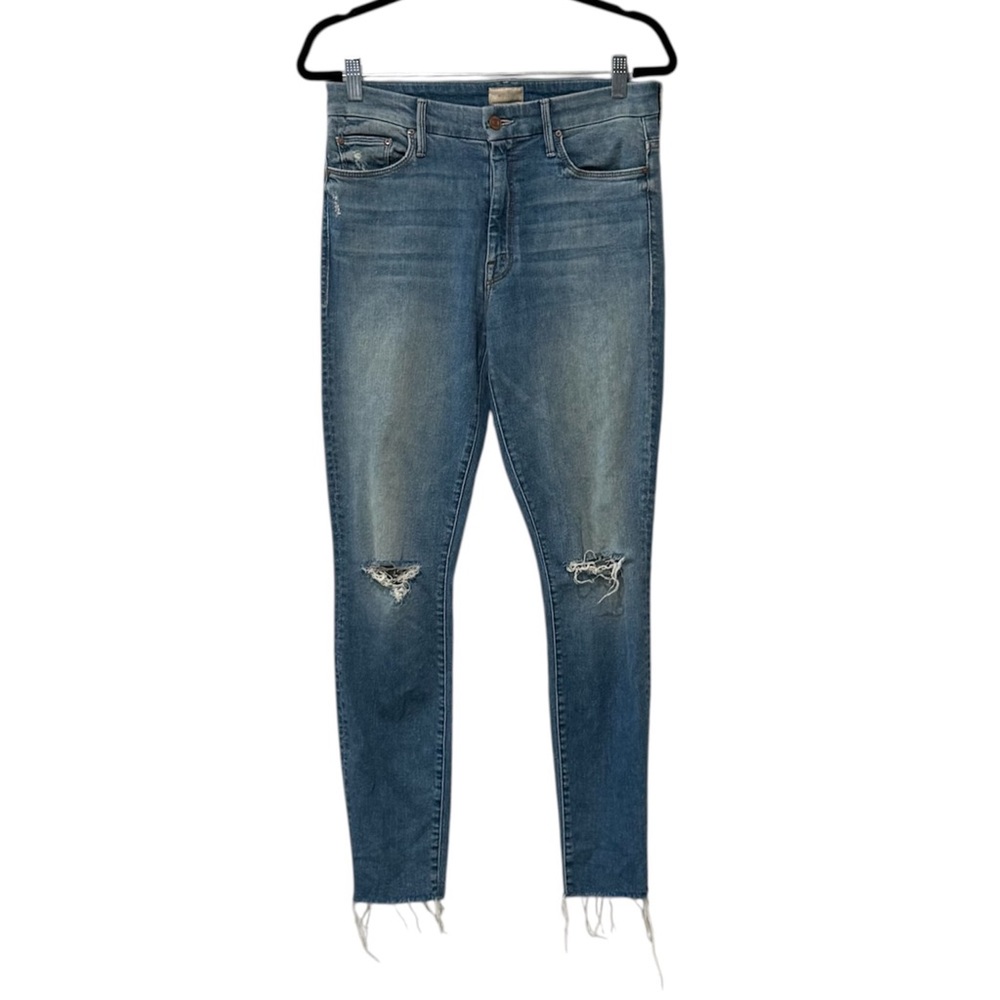 MOTHER High Waisted Looker Ankle Fray Jean in Thrilling Shots 28
